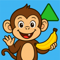 Toddler learning games age 2+ app icon featuring BamBaMoo the monkey holding a banana